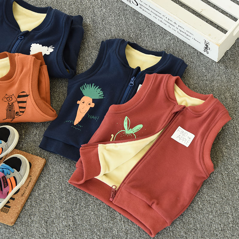 Áo lót cotton ấm bên trong cotton trẻ em cộng với áo vest nhung ấm áp áo vest cotton vai bé trai mùa thu đông áo gile phao trẻ em cao cấp