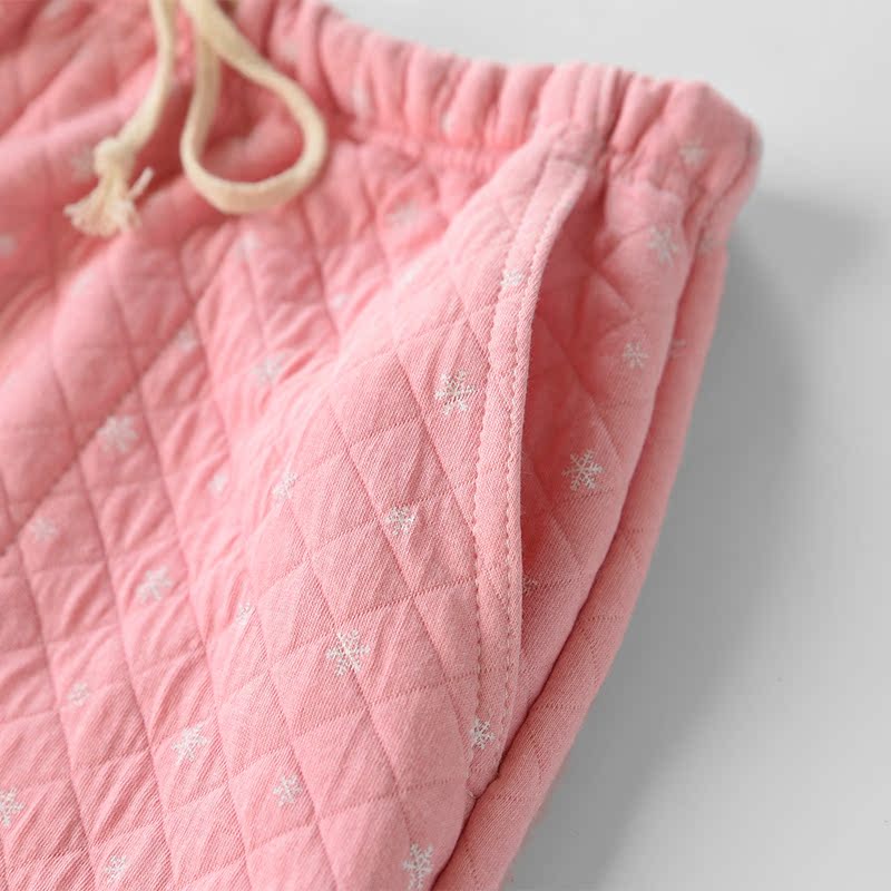 Quần cotton nữ lớp không khí quần pyjama cotton dày mùa thu đông mặc Nhật Bản rộng kích cỡ lớn quần kaki