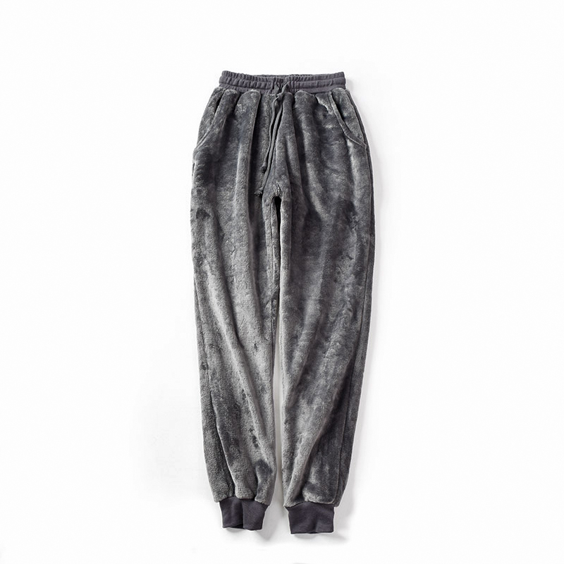 Cặp mẫu quần nhà ngủ quần dày ấm flannel quần đóng cửa mùa thu đông nam nữ quần đũi nữ