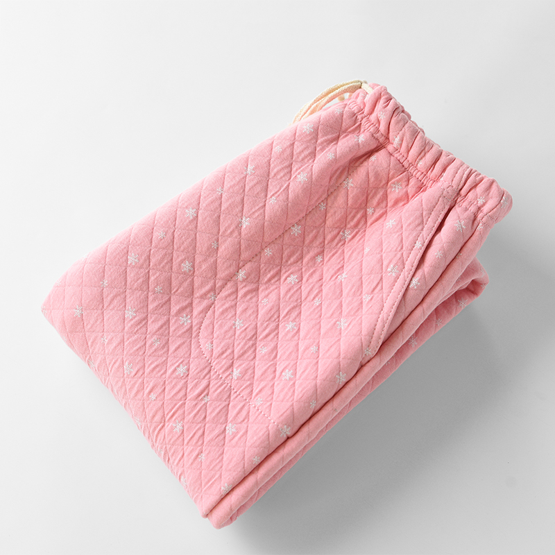Quần cotton nữ lớp không khí quần pyjama cotton dày mùa thu đông mặc Nhật Bản rộng kích cỡ lớn quần kaki