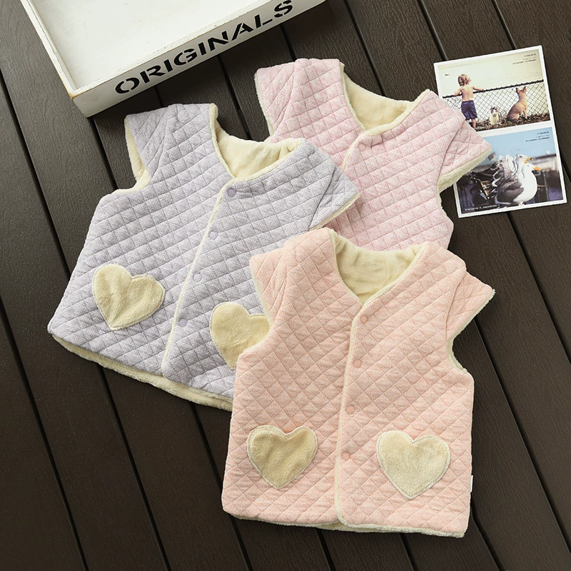 Chất liệu cotton thoáng khí cộng với áo vest nhung vai bé trai và bé gái kẹp lụa cotton ấm áp cho bé mùa đông
