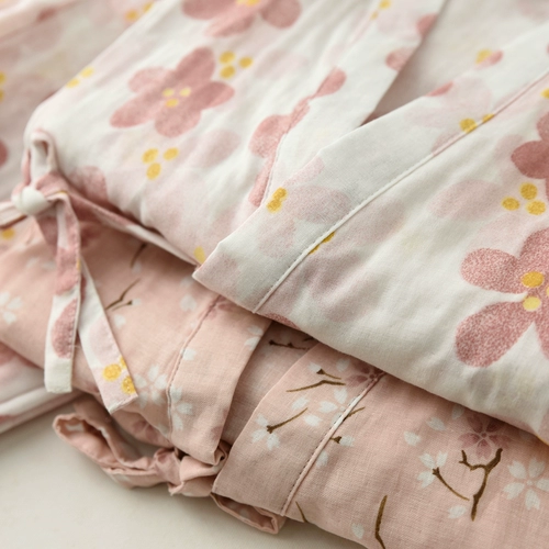 Японский свежий хлопковый марлевый комплект, банный халат, пижама, штаны