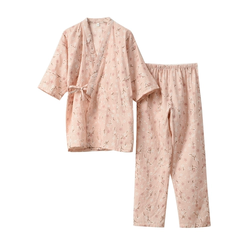 Японский свежий хлопковый марлевый комплект, банный халат, пижама, штаны