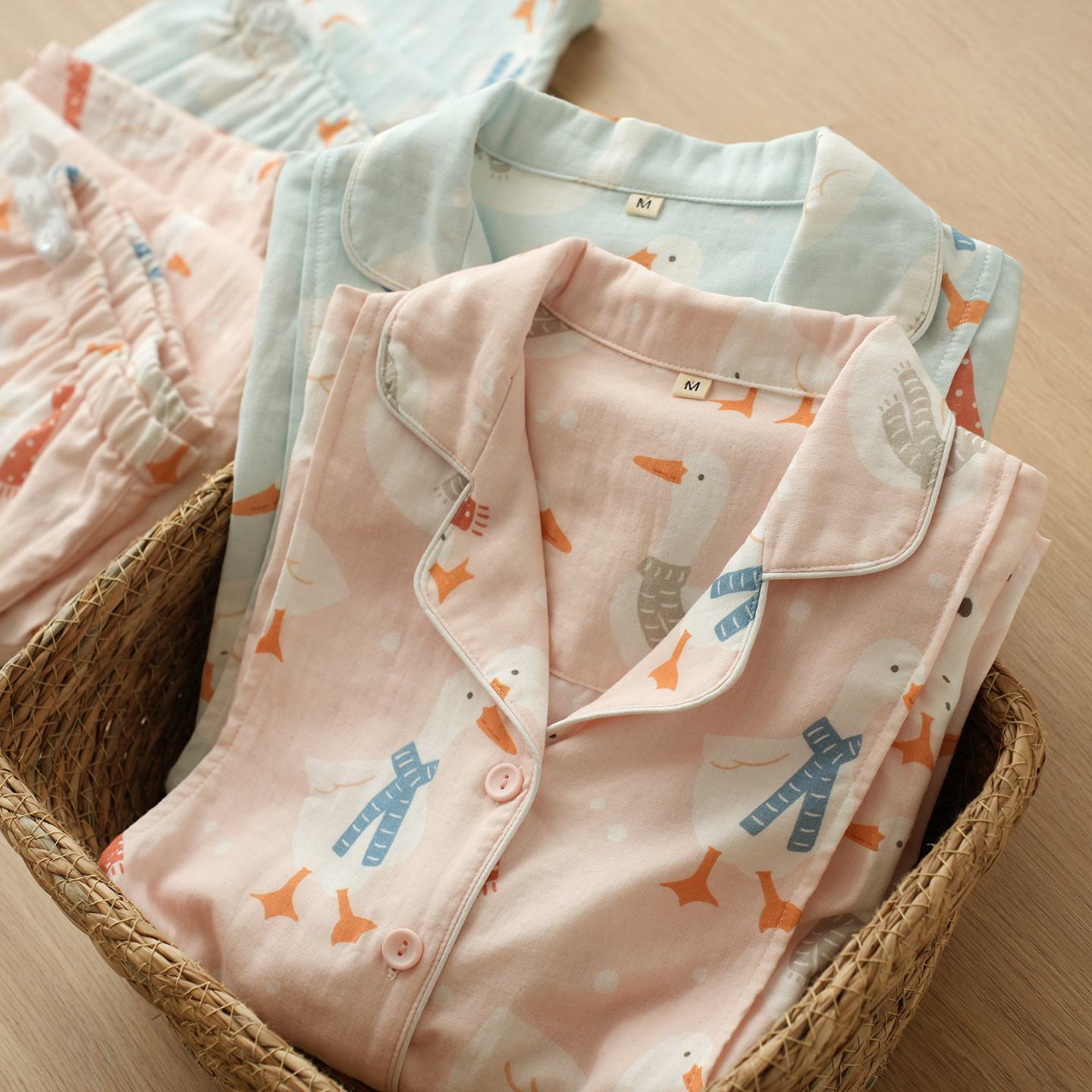 Women's Double-Layer Gauze Pure Cotton Maternity Wear, Nursing Pajamas, Loose-Fitting Home Wear Set for Pregnancy and Postpartum, Spring and Autumn Style — 10
