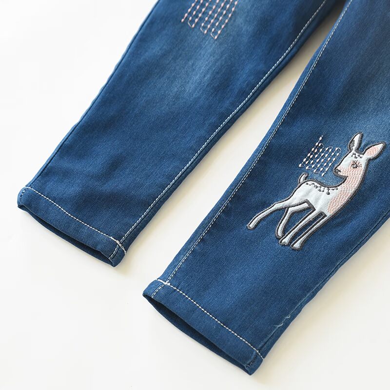 Thay đổi liên kết! Cô gái denim quần bông nhồi bông Quần trẻ em lót lót Quần mùa đông yếm bò bé gái đẹp