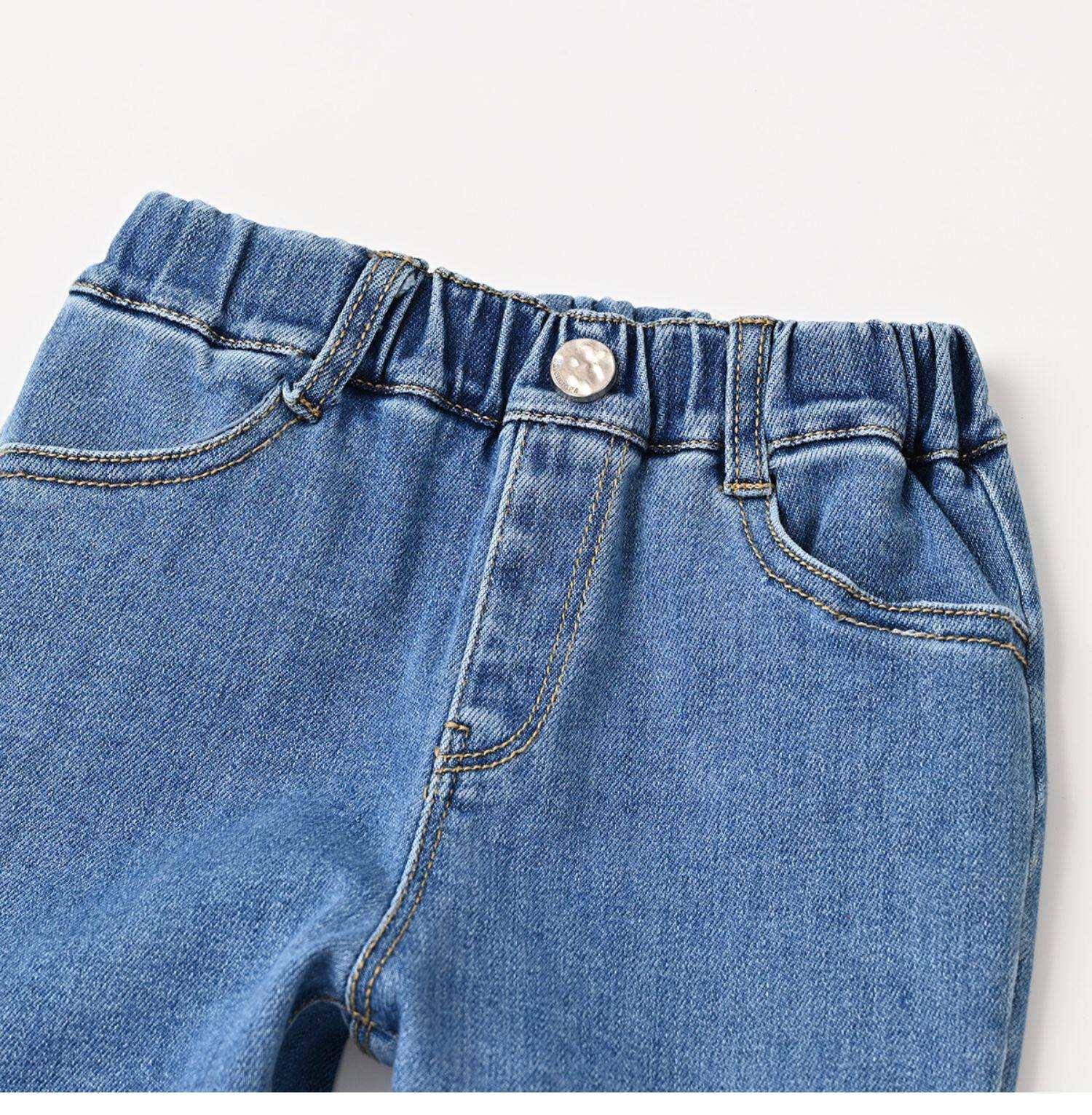 Детские джинсы для мальчиков, эластичные осенние штаны, подходят для подростков     