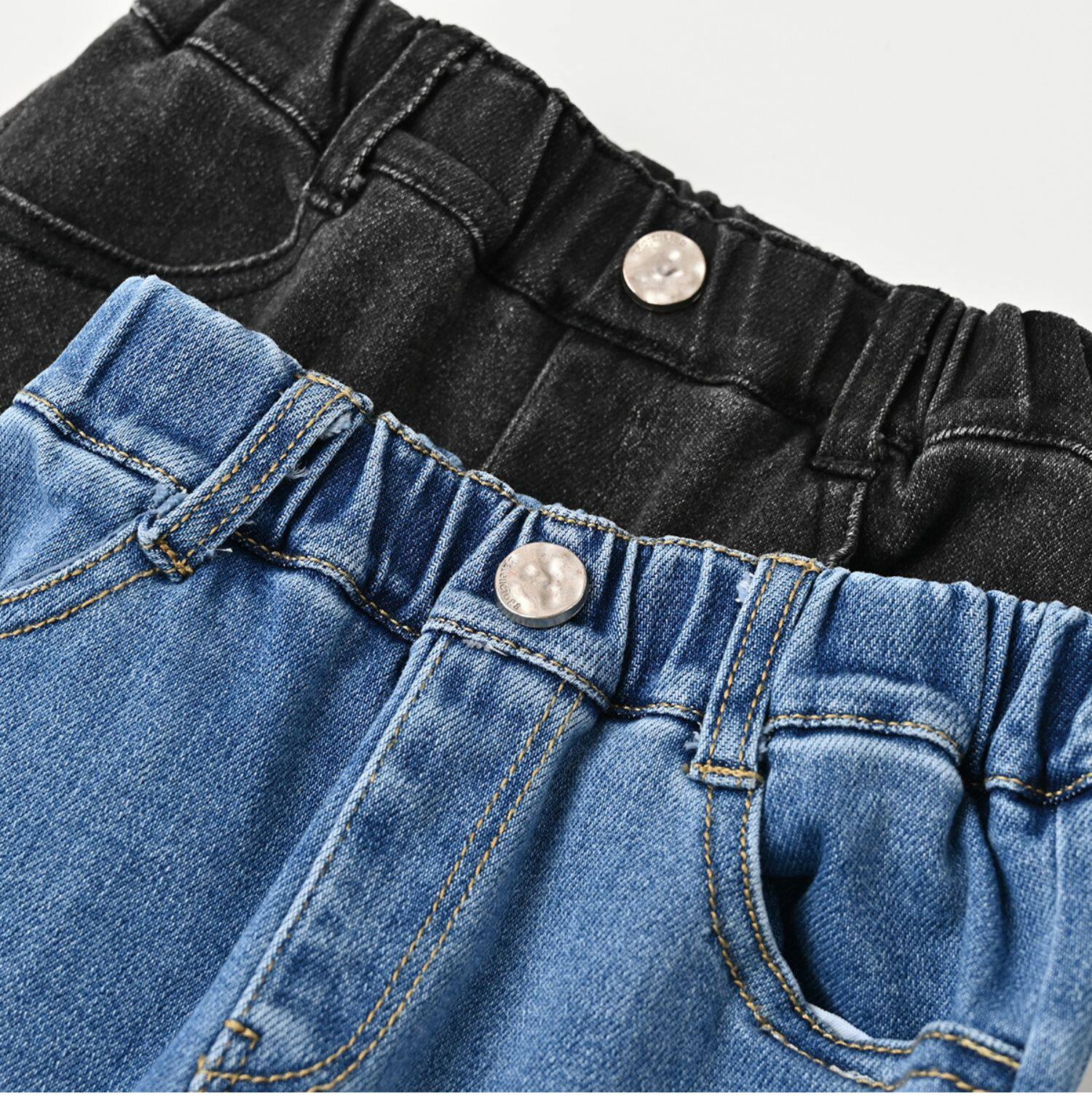 Детские джинсы для мальчиков, эластичные осенние штаны, подходят для подростков     