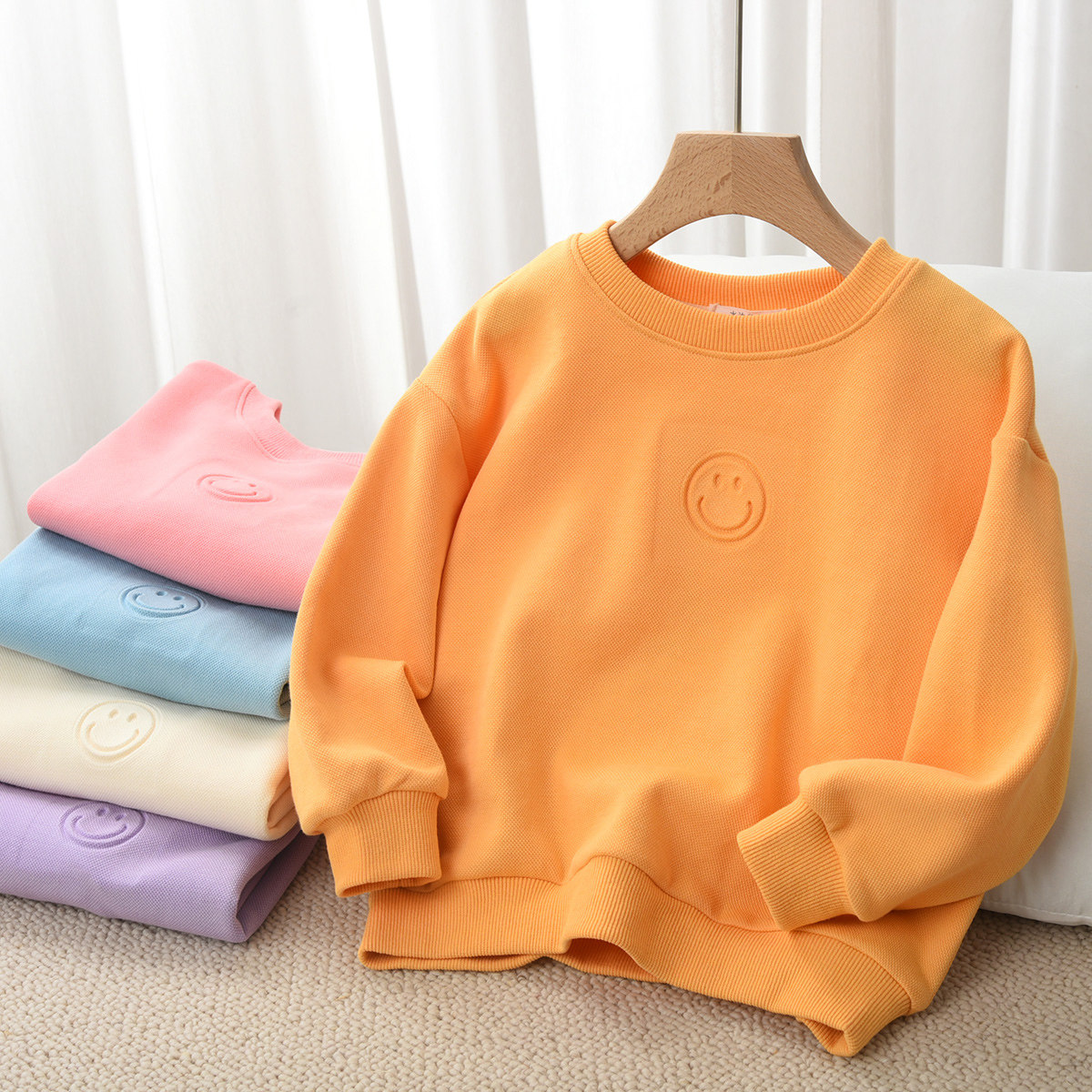 Pearl Cotton Sweater Children's Pure Color Long Sleeves Inner Lap Coat Blouse Spring New Shandong Online Store Children Clothing