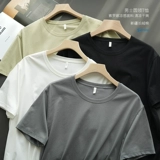 Бархатная тонкая однотонная базовая футболка, короткий рукав