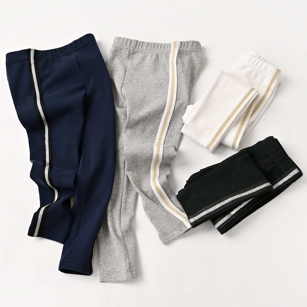 Child side parquet elastic inner lap pants girl pure cotton long pants CUHK Girl sports pants Spring autumn new children's clothing