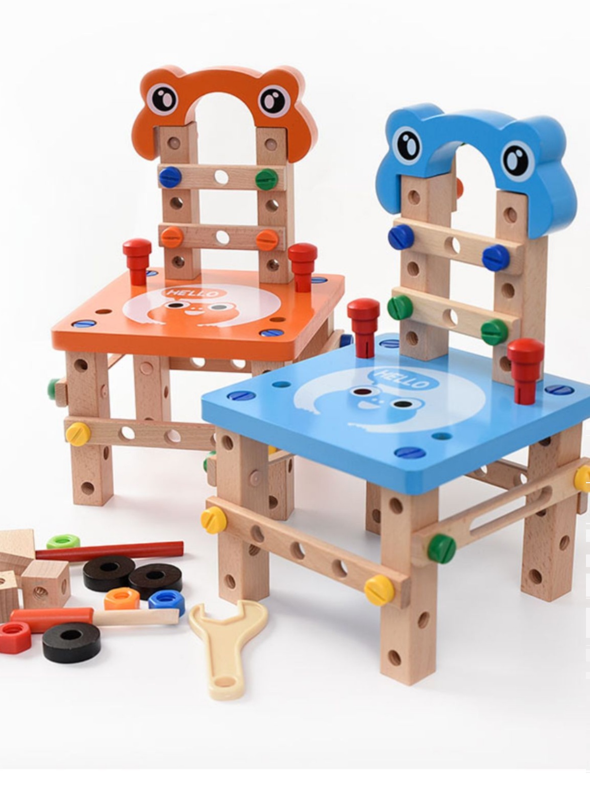 Children Wooden Tool Chair Toys Ruban Chair Screws Screw Nuts Combined Removable Chair Building Blocks-Taobao