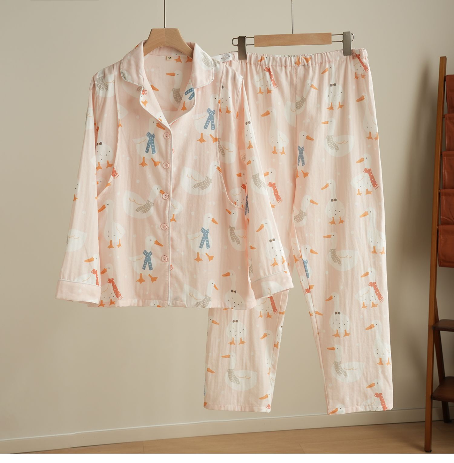女士双层纱布纯棉月子服 哺乳睡衣 孕期产后宽松家居服套装春秋款 — 33