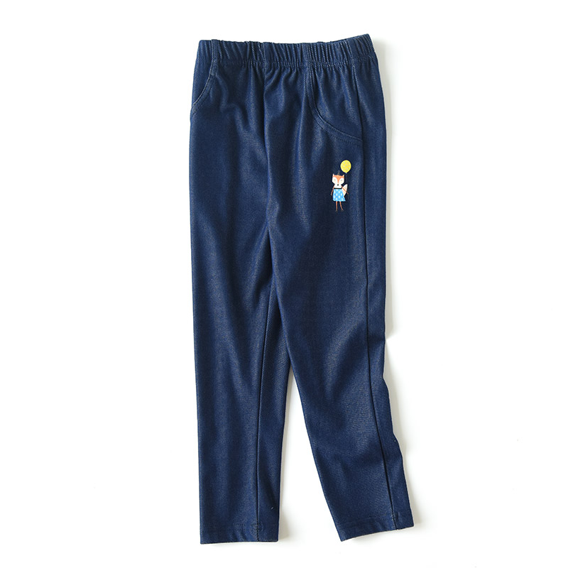 Quần legging denim giả mềm mại cho bé gái quần dài mùa thu phong cách mới quần yếm jean trẻ em