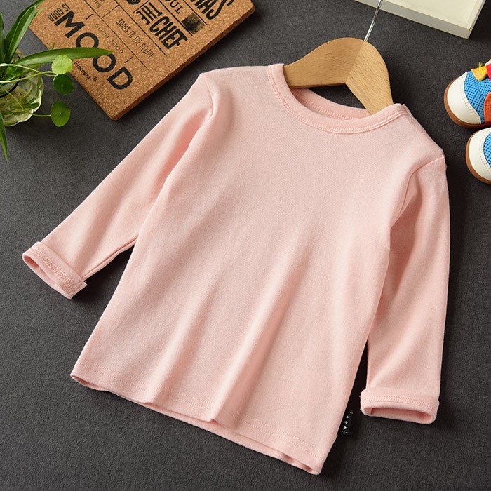 Áo thun trẻ em đơn giản cotton trẻ em đáy cổ tròn tay dài mềm mại và thoải mái áo thun bé gái 6 tuổi