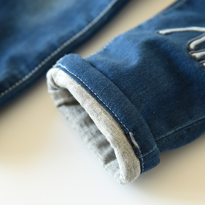 Thay đổi mã để mặc quần denim, lót cotton đan, quần denim mềm cho trẻ em, bé trai và bé gái quần jean lót lông trẻ em