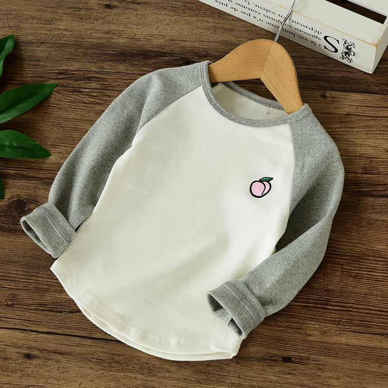 Áo thun cotton bé gái có tay dài bằng vải cotton đồ bộ cho bé gái