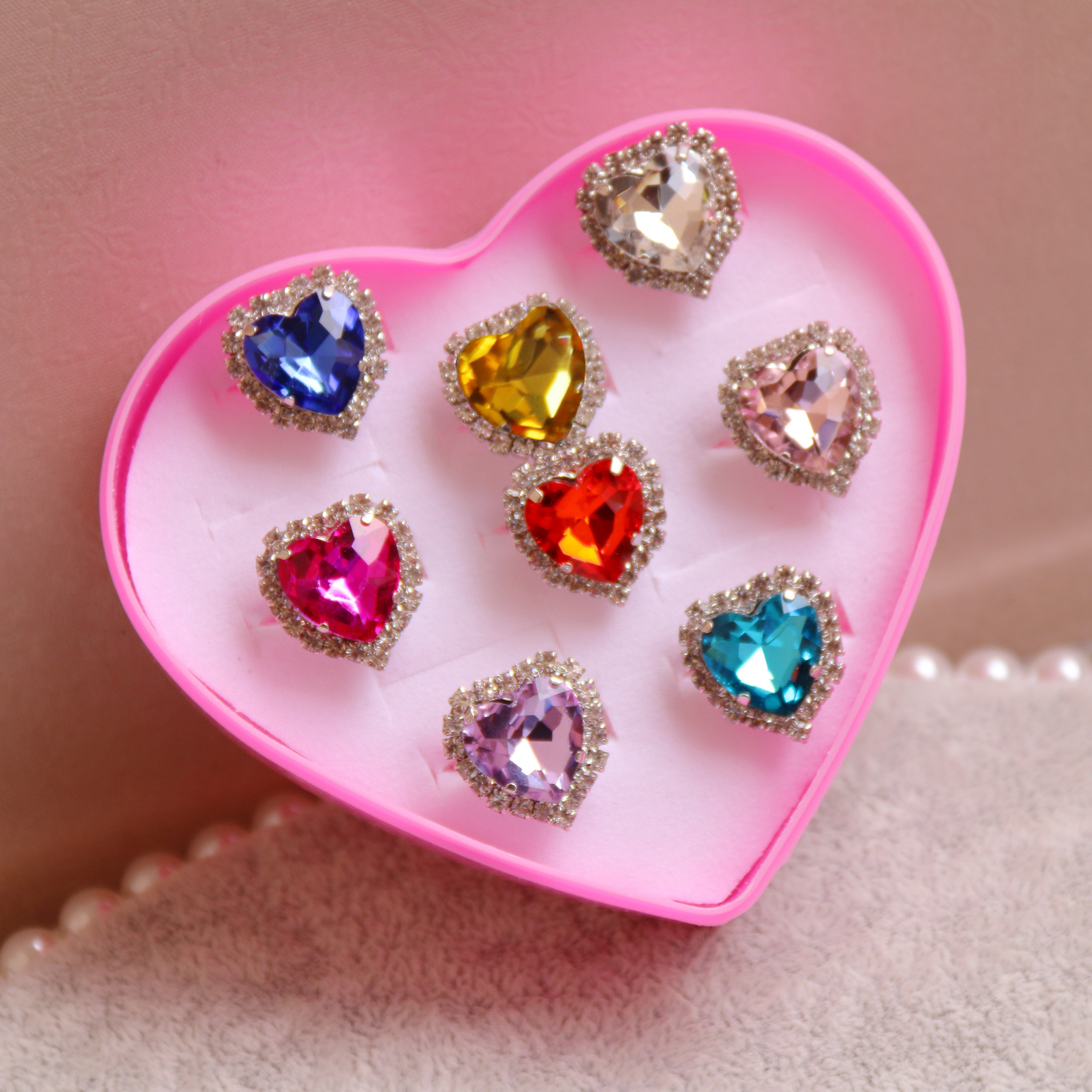 Kids baby ring cartoon girl princess jewelry imitation crystal gemstone diamond toy ornament kindergarten gift