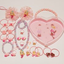 Children's necklace bracelets with princess earrings ring girls baby cute cartoon headdress dress box