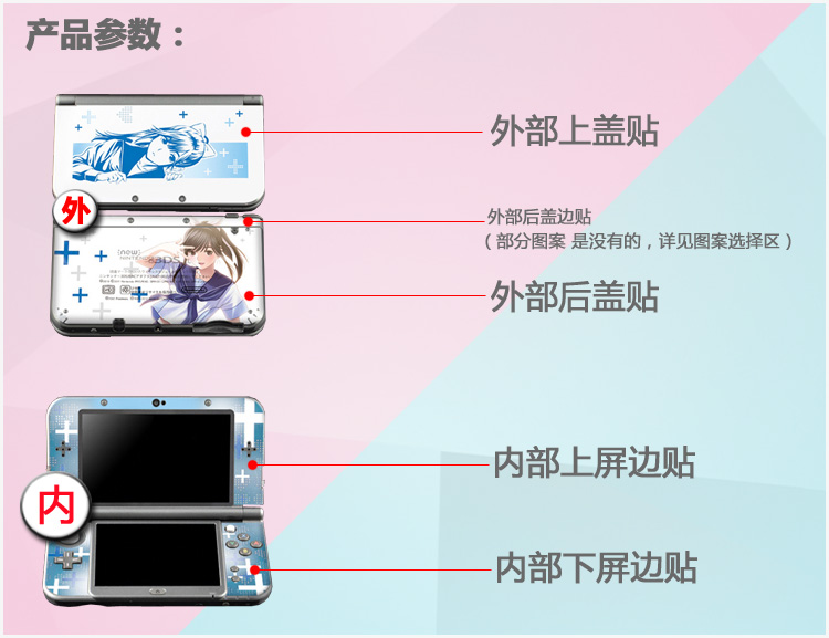 Nhiều loại miếng dán đau 3DSLL3DSXL MỚI dán giấy dán tường đau 3ds màu anime phụ kiện phim màu - DS / 3DS kết hợp miếng dán 3d máy game