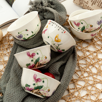 Jin Lan Jade Tangshan bone china 3 5 inch tea bowl seasoning ceramic small soy sauce bowl concubine flower mini bowl