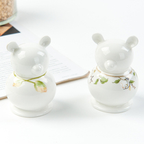 Colorful bone china casual toothpick box tea restaurant hotel tableware Bud bear ceramic toothpick tube can storage