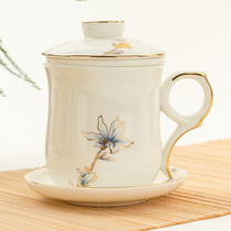 Jinyu Tangshan bone china with lid leak tea cup tea set ceramic single cup with leak tea filter tea cup