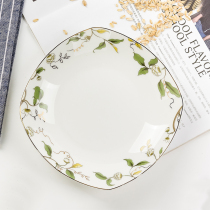 Hot sale Tangshan bone china 7 inch deep plate fruit plate Champs Elysees 7 inch square soup plate bone porcelain Chinese square plate