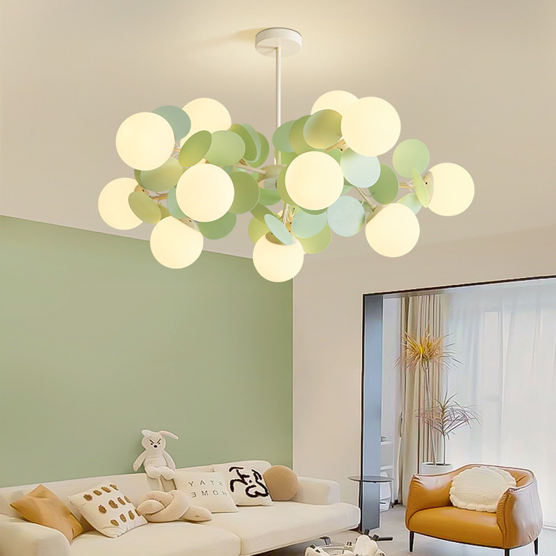 Living Room Chandelier French Cream Style Warm and Romantic Modern Minimalist Creative Green Molecular Hall Main Light Living Room Chandelier French Cream Style Warm and Romantic Modern Minimalist Creative Green Molecular Hall Main Light