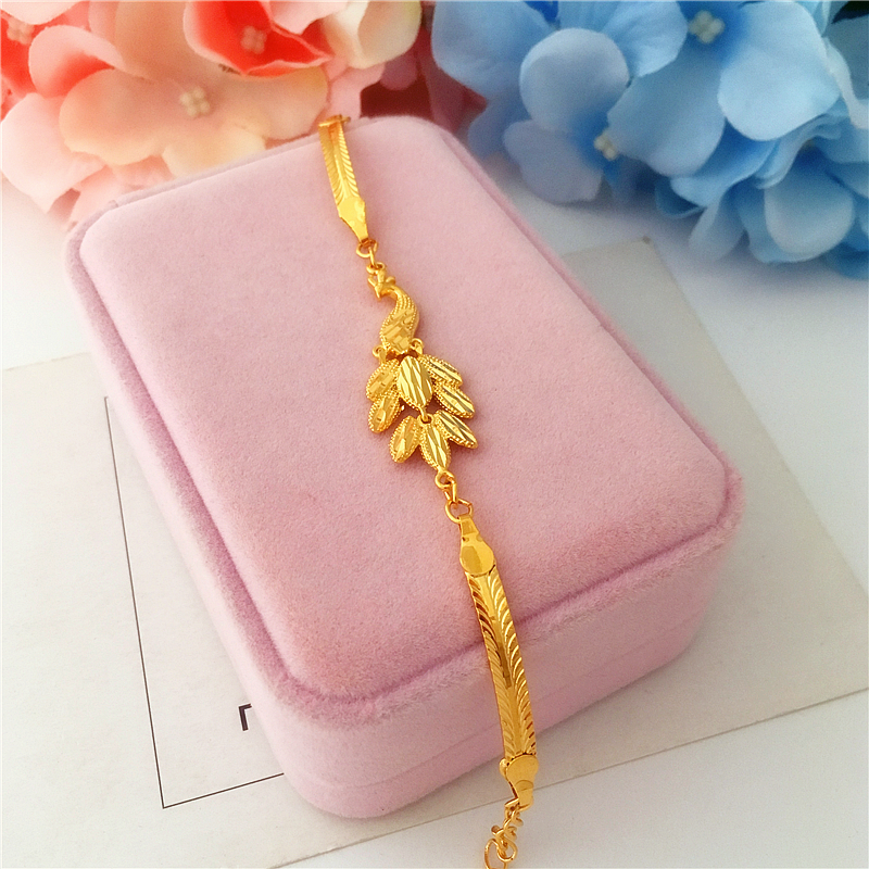 Mới Shajin Peacock Phoenix Bracelet Mô phỏng vàng giả 24K mạ vàng vòng tay nữ trang sức cưới không phai - Vòng đeo tay Cuff vòng đá phong thủy