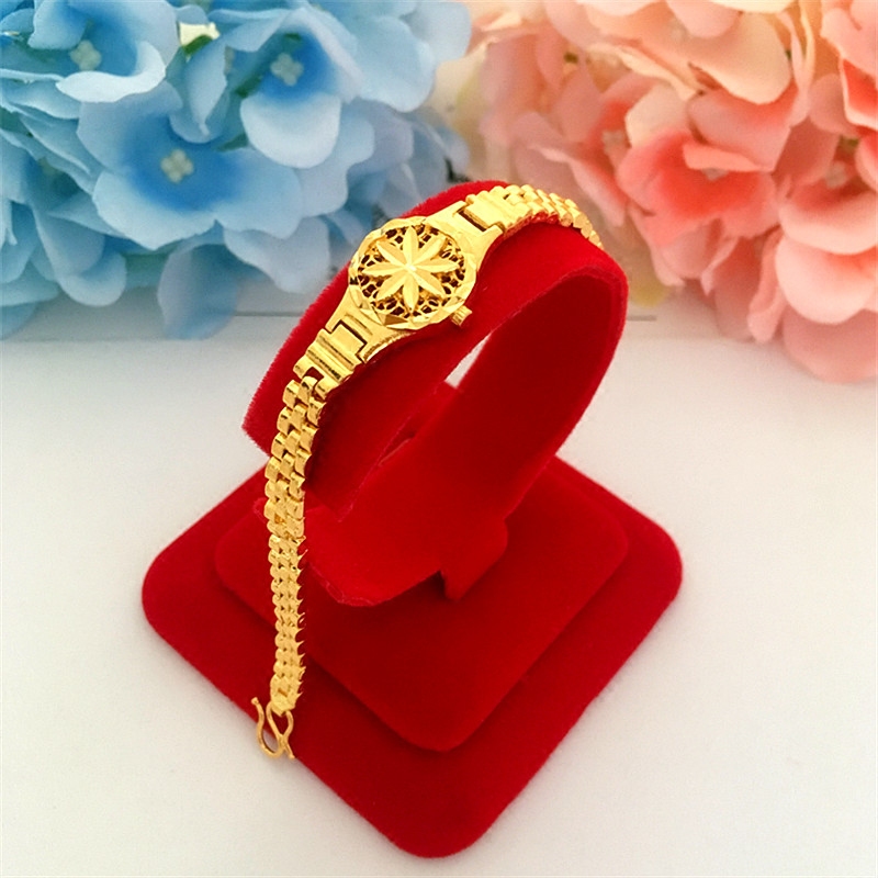 2019 mới vòng tay vàng cát mô phỏng đồng hồ trang sức vàng giả 饰品 Đồng hồ trang sức mạ vàng vòng tay trẻ em không phai - Vòng đeo tay Clasp đá moonstone