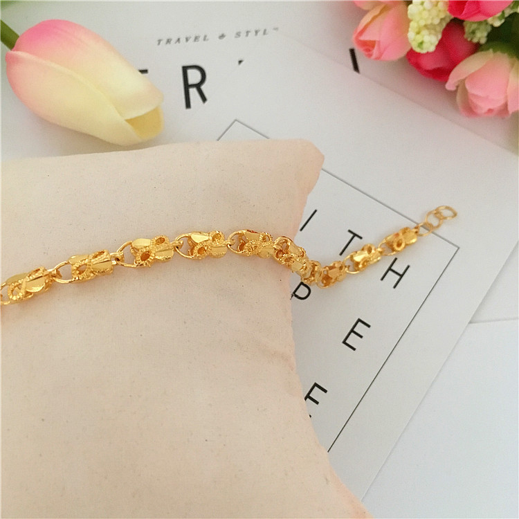 Vòng tay vàng cát Việt Nam nữ yêu bốn vòng tay cỏ ba lá mô phỏng vòng tay giả vàng mạ vàng thời gian dài không phai trang sức chuỗi đeo tay