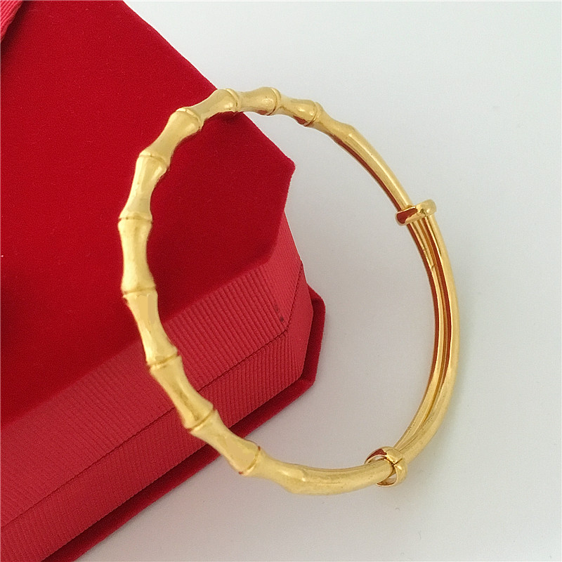 Mới chà Long Life Lock Bracelet Việt Nam Sha Jin mở tre Bracelet 24K đồng mạ vàng dài không màu đồ trang sức