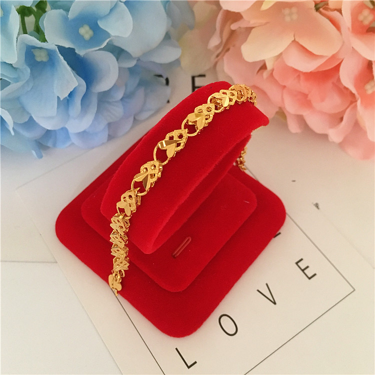 Vòng tay vàng cát Việt Nam nữ yêu bốn vòng tay cỏ ba lá mô phỏng vòng tay giả vàng mạ vàng thời gian dài không phai trang sức chuỗi đeo tay