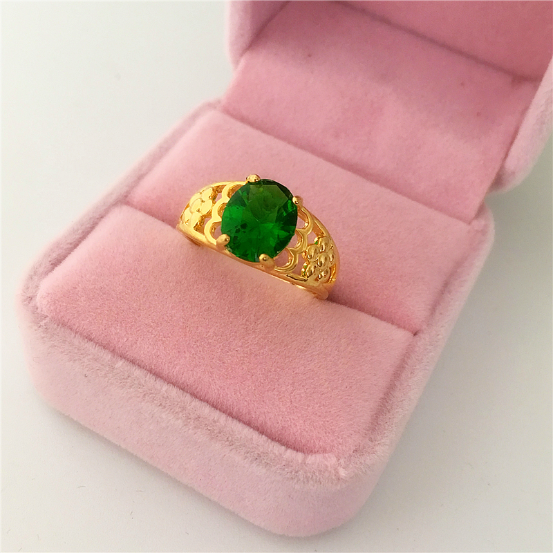 Mới giả Việt Nam nhẫn cát vàng zircon nhẫn Euro 24k đồng mạ vàng mô phỏng ruby ​​mở nhẫn nữ nhẫn kim tiền