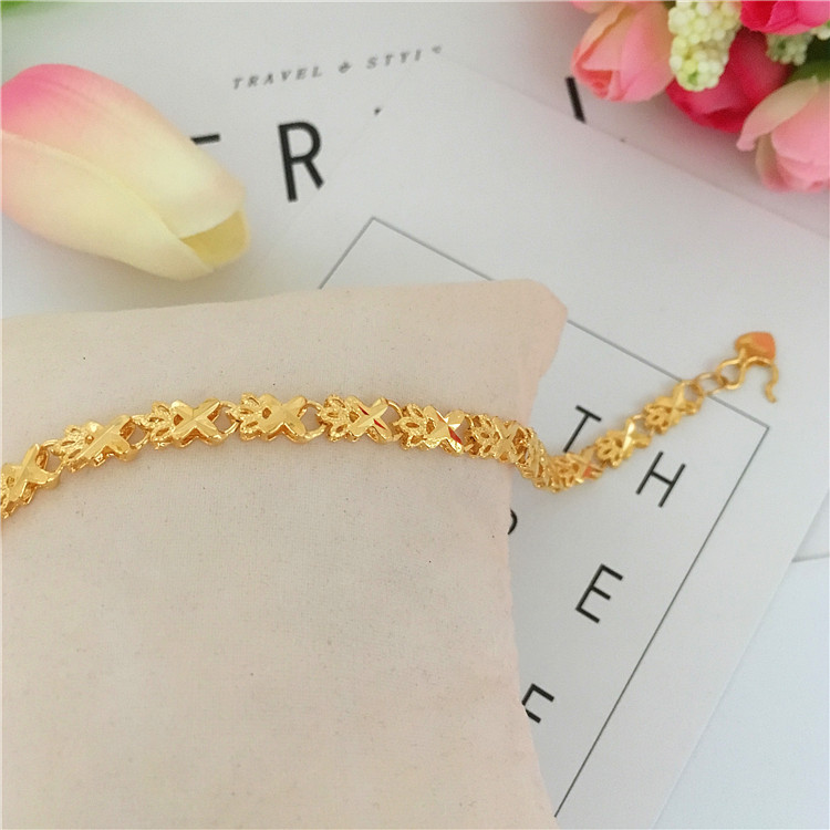 Vòng tay vàng cát Việt Nam nữ yêu bốn vòng tay cỏ ba lá mô phỏng vòng tay giả vàng mạ vàng thời gian dài không phai trang sức chuỗi đeo tay