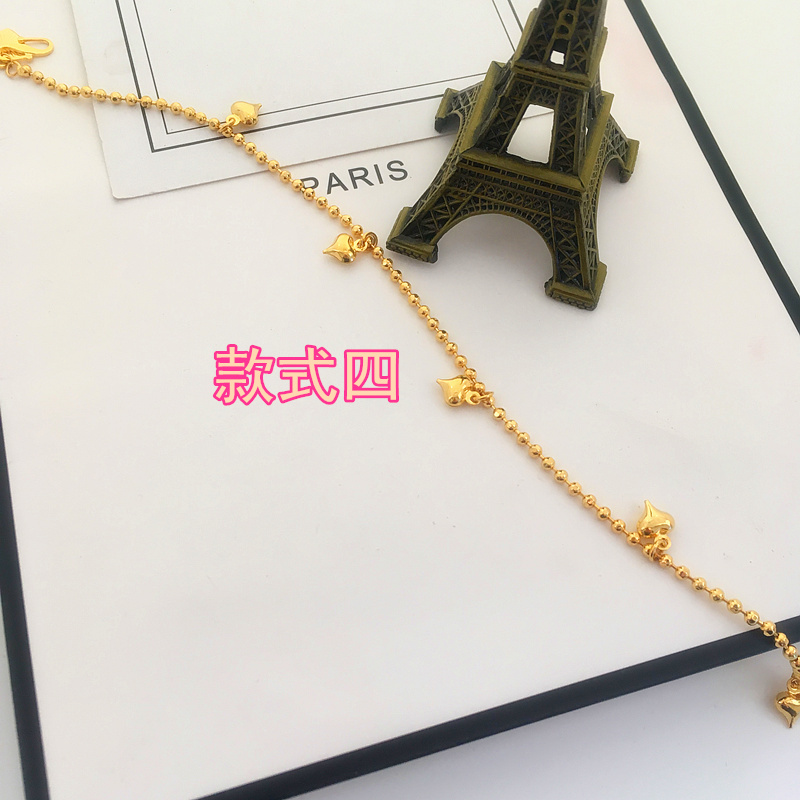 Vòng chân nữ mới Shajin phiên bản Hàn Quốc của vòng đeo tay tình yêu mạ vàng 24K đơn giản, vòng chân giả vàng không phai vòng đeo chân cho nữ