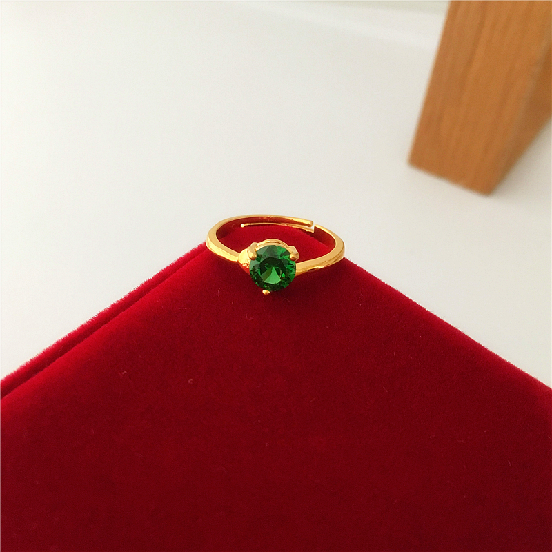 Mới giả Việt Nam nhẫn cát vàng zircon nhẫn Euro 24k đồng mạ vàng mô phỏng ruby ​​mở nhẫn nữ nhẫn kim tiền