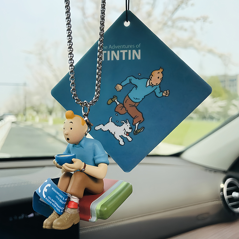 Tintin Adventures Car Pendant Car Interior Accessories Rearview Mirror Fragrance Pendant Doll Peripheral Keychain