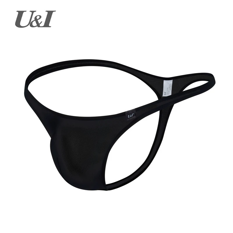 U&I Mens Sexy Thong One Piece Up U Lồi Túi đàn hồi cao Tide lụa băng mỏng thương hiệu Đồ lót Sao T thoáng khí - G-string