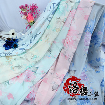 Printed chiffon fabric Ancient Chinese style Hanfu Chiffon fabric Silk scarf Spring and summer clothes Skirt clothing fabric