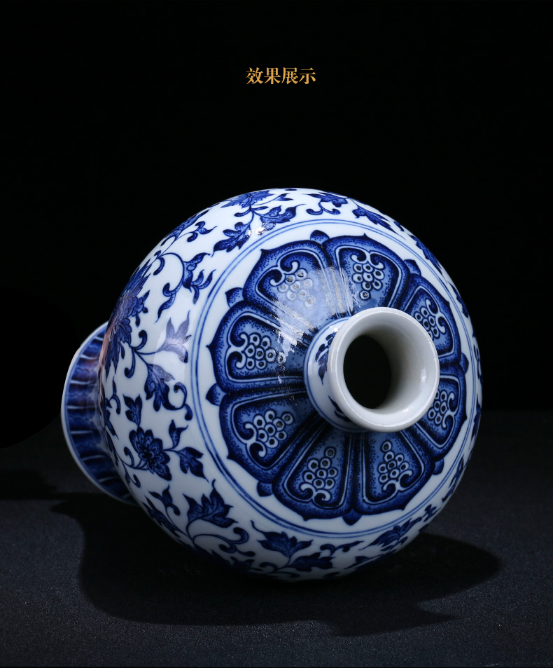 The New Chinese blue and white porcelain of jingdezhen ceramics maintain branch lotus bottle of home sitting room porch adornment furnishing articles