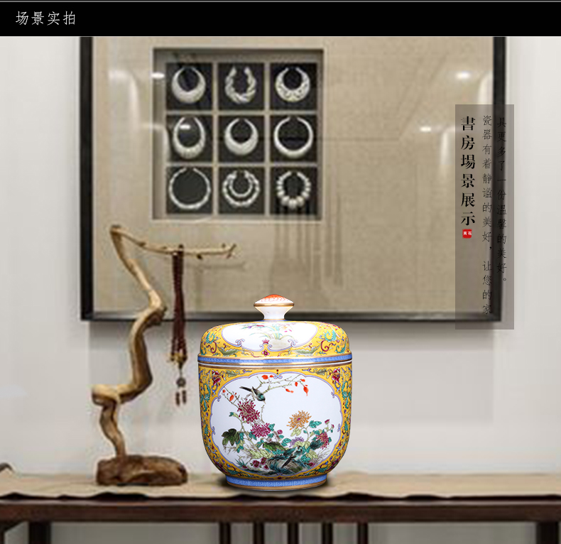 Jingdezhen ceramic colored enamel painting of flowers and furnishing articles sitting room sitting room adornment art creative Chinese style household ornaments