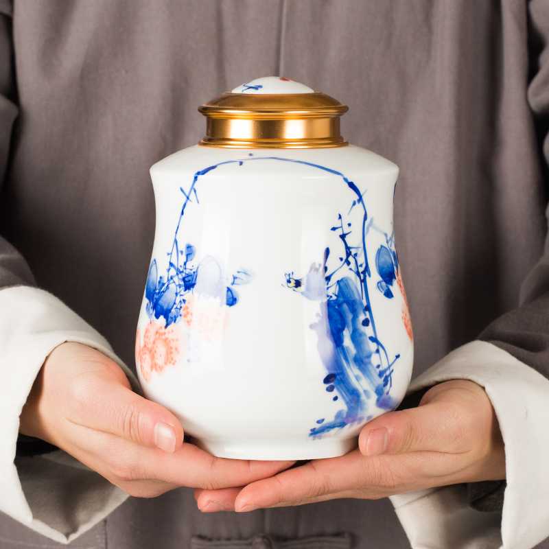 Jingdezhen ceramic tea household decorative furnishing articles caddy fixings general storage sealed as cans ceramic jar