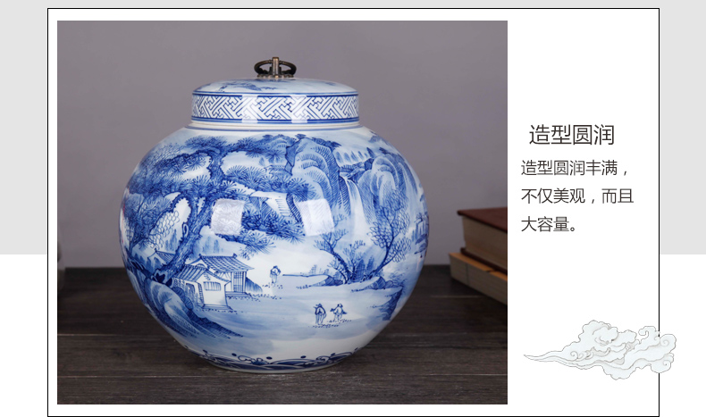 Jingdezhen blue and white landscape complete ceramic pot home furnishing articles sitting room TV ark, porcelain decoration