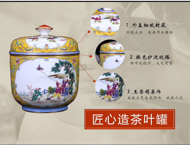 Jingdezhen ceramic hand - made tong qu pu 'er tea caddy fixings seal tank home installed tank storage tank is large