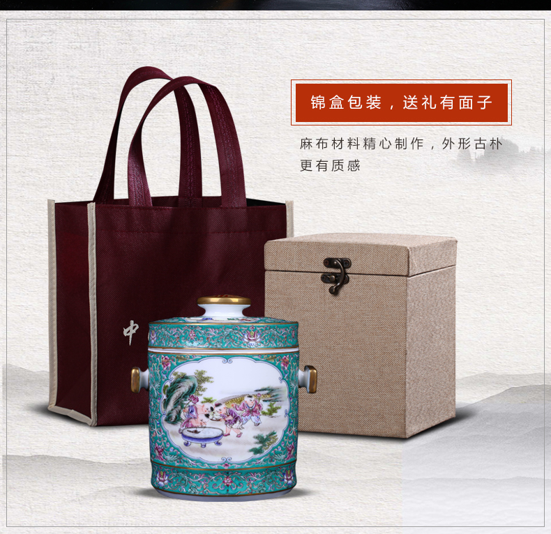 Jingdezhen ceramic tea POTS household seal tank storage tank of a large new Chinese style adornment furnishing articles