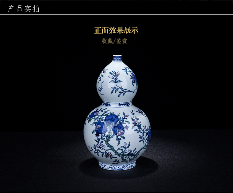 Pomegranates of blue and white porcelain of jingdezhen ceramics hand - made vases, restore ancient ways the large furnishing articles archaize of new Chinese style porch