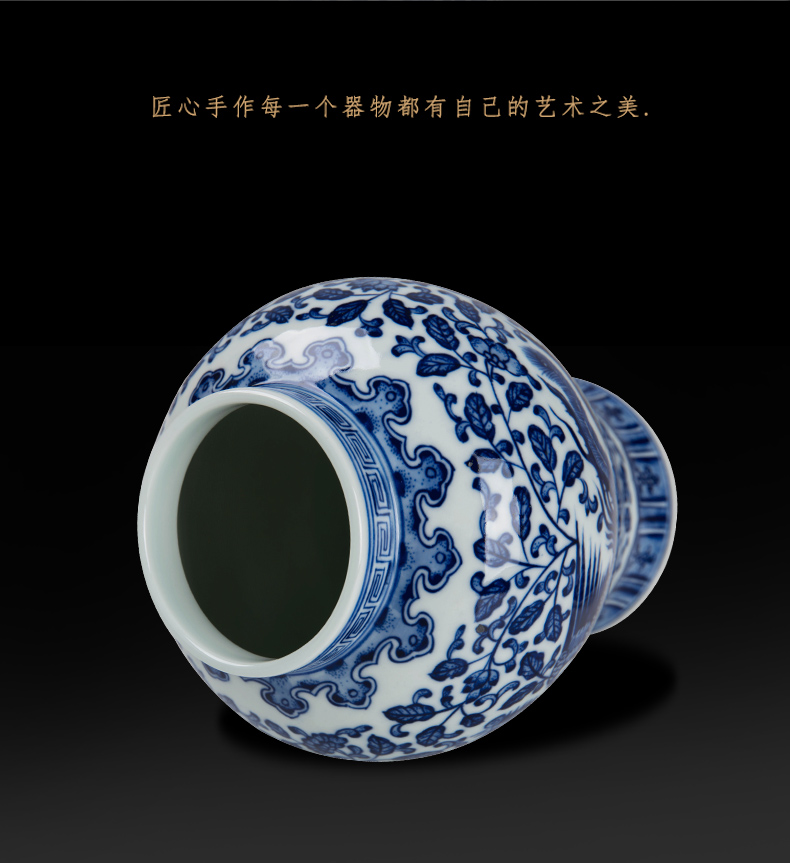 The New Chinese antique blue and white porcelain of jingdezhen ceramic general longfeng pot home sitting room TV cabinet decorative furnishing articles
