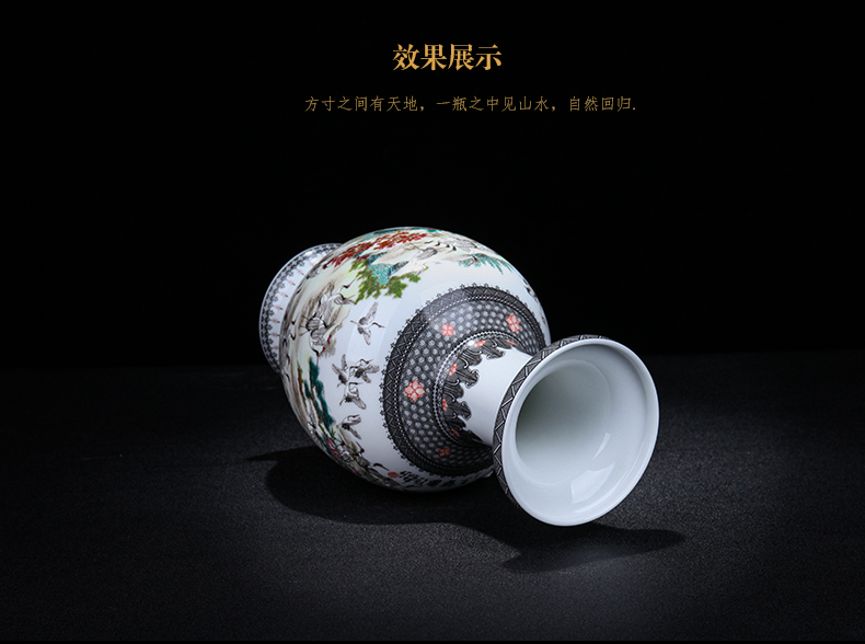 Jingdezhen ceramic hand - made the crane figure apple bottle of flower vase furnishing articles home porcelain sitting room adornment