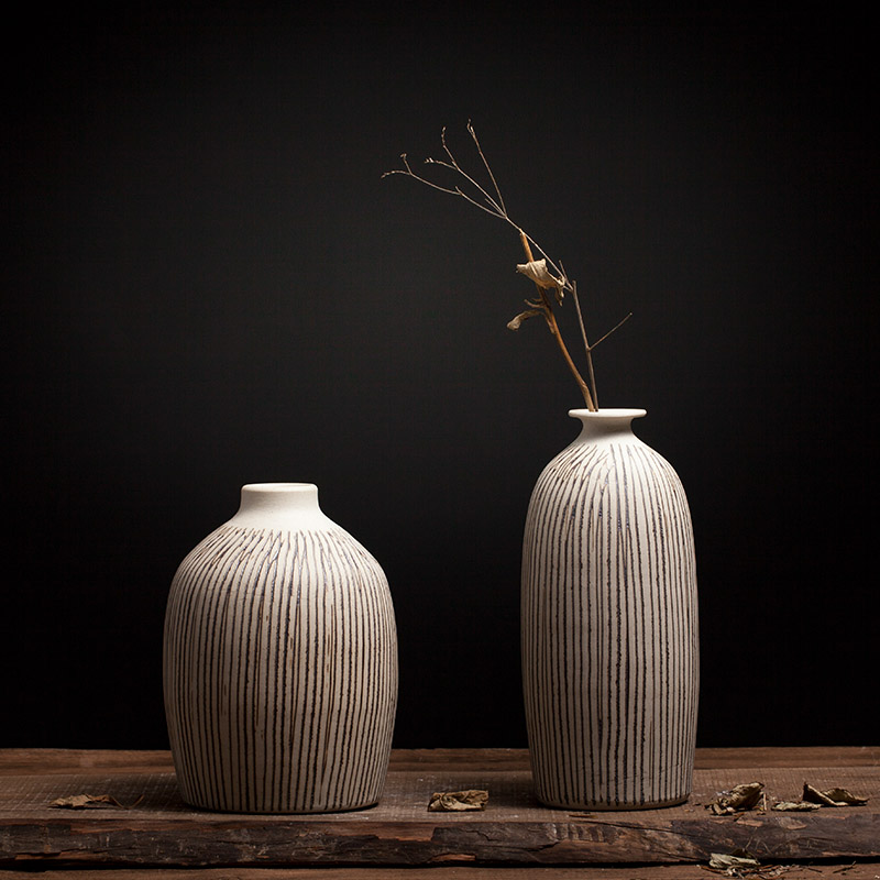 Jingdezhen ceramic three - piece porcelain ornaments furnishing articles Nordic sitting room porch flower arranging Chinese porcelain vase